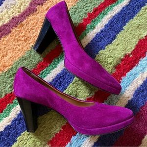 Fuchsia Pink Suede Pumps